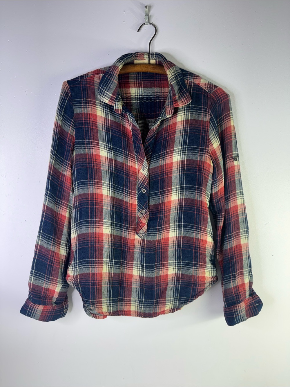 Bella Dahl long-sleeve Tencel plaid flannel shirt size XS
